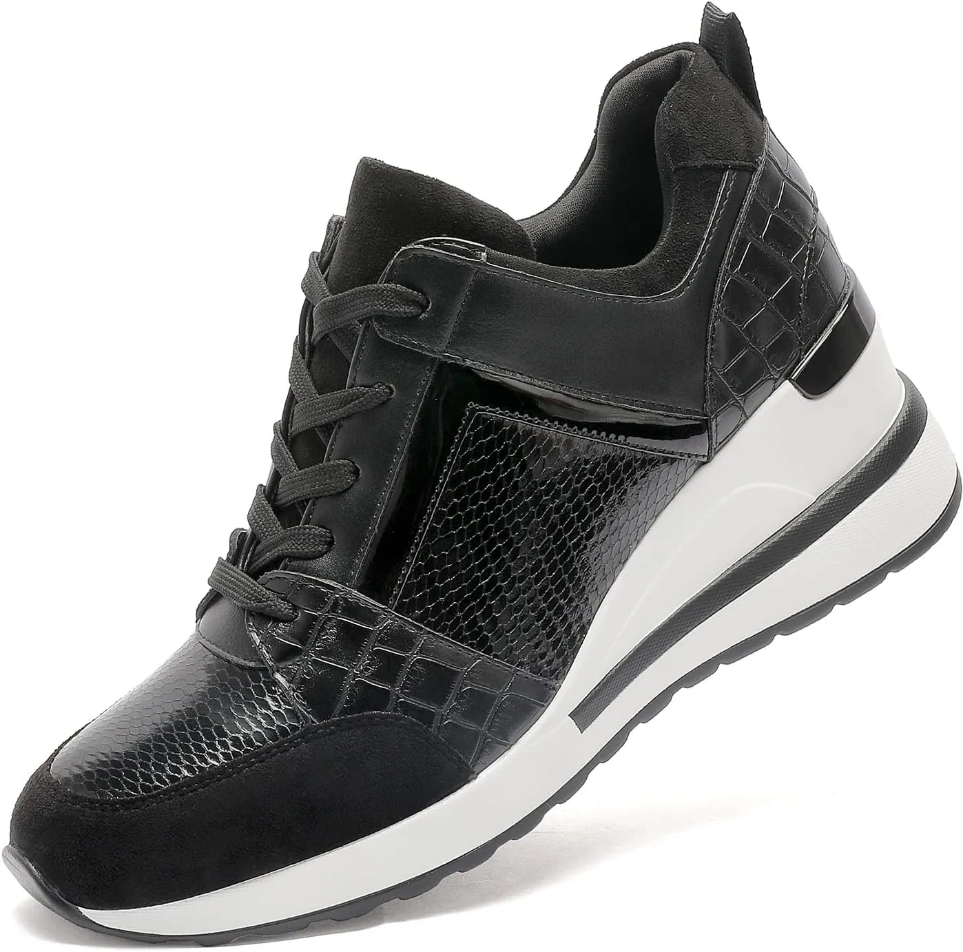 YZ Fashion Wedge Sneaker for Women High Heel Lace Up Platform Sneakers