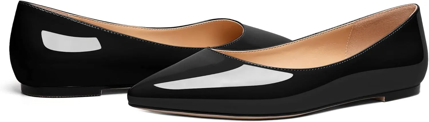 Zamikoo Flats Shoes Women, Pointed Toe Slip On Loafer Flats Shoes Pumps for Office Casual Dressy Comfortable