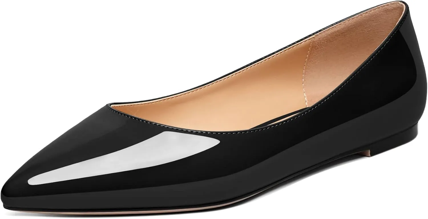 Zamikoo Flats Shoes Women, Pointed Toe Slip On Loafer Flats Shoes Pumps for Office Casual Dressy Comfortable