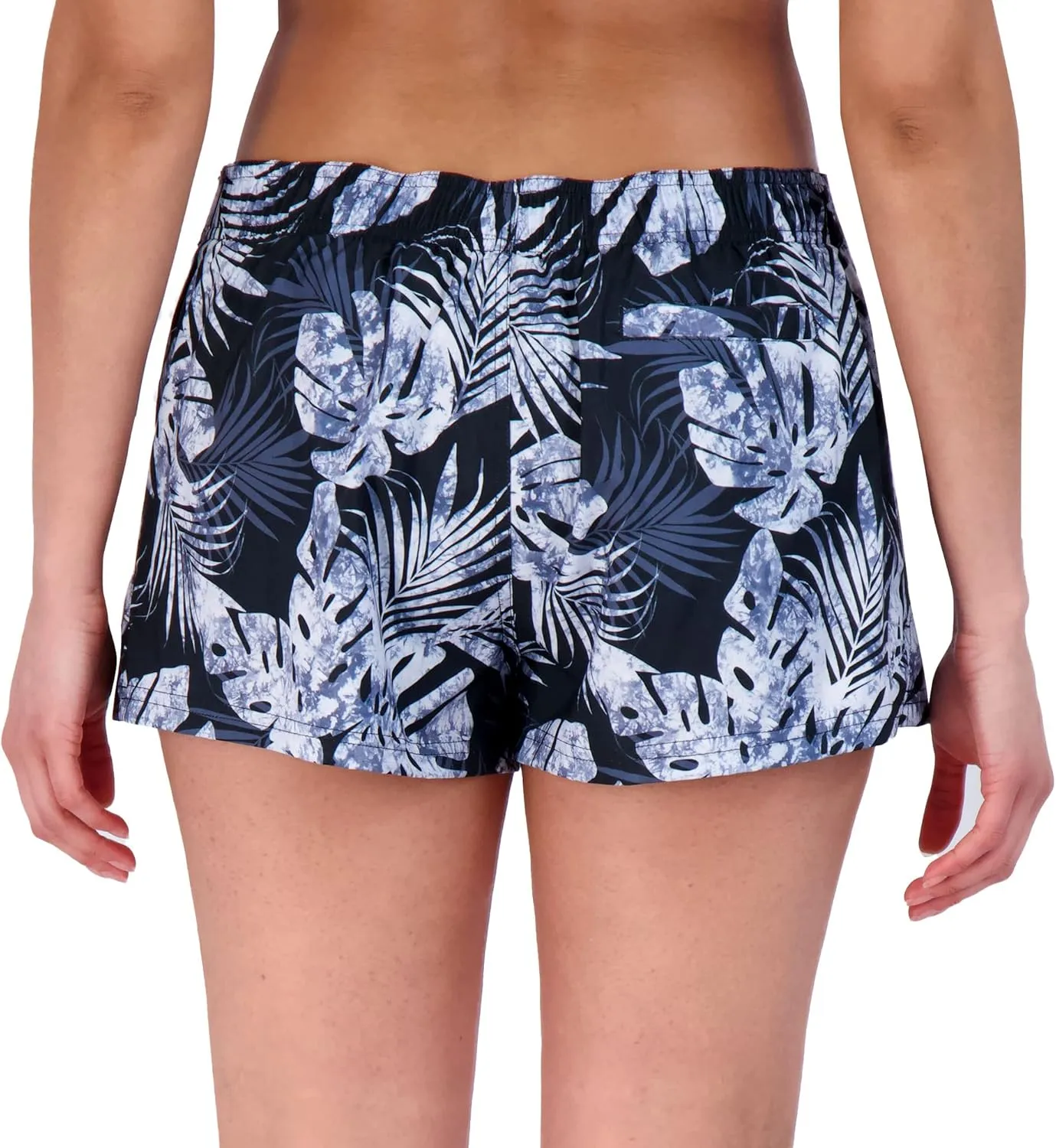 ZeroXposur Womens Swim Shorts with Liner – Black Swim Shorts for Women - Adjustable Stretch Waistband and Back Pocket