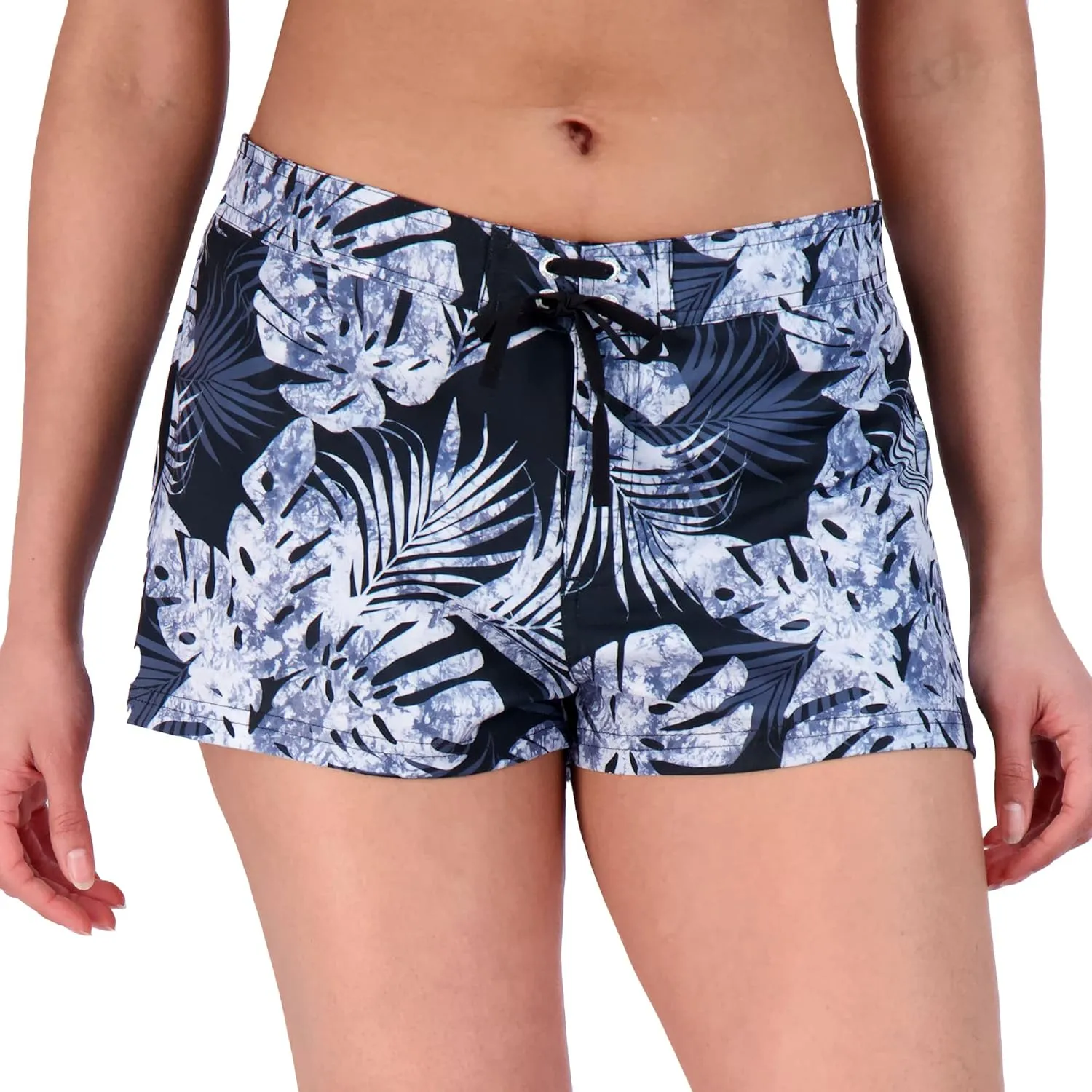 ZeroXposur Womens Swim Shorts with Liner – Black Swim Shorts for Women - Adjustable Stretch Waistband and Back Pocket