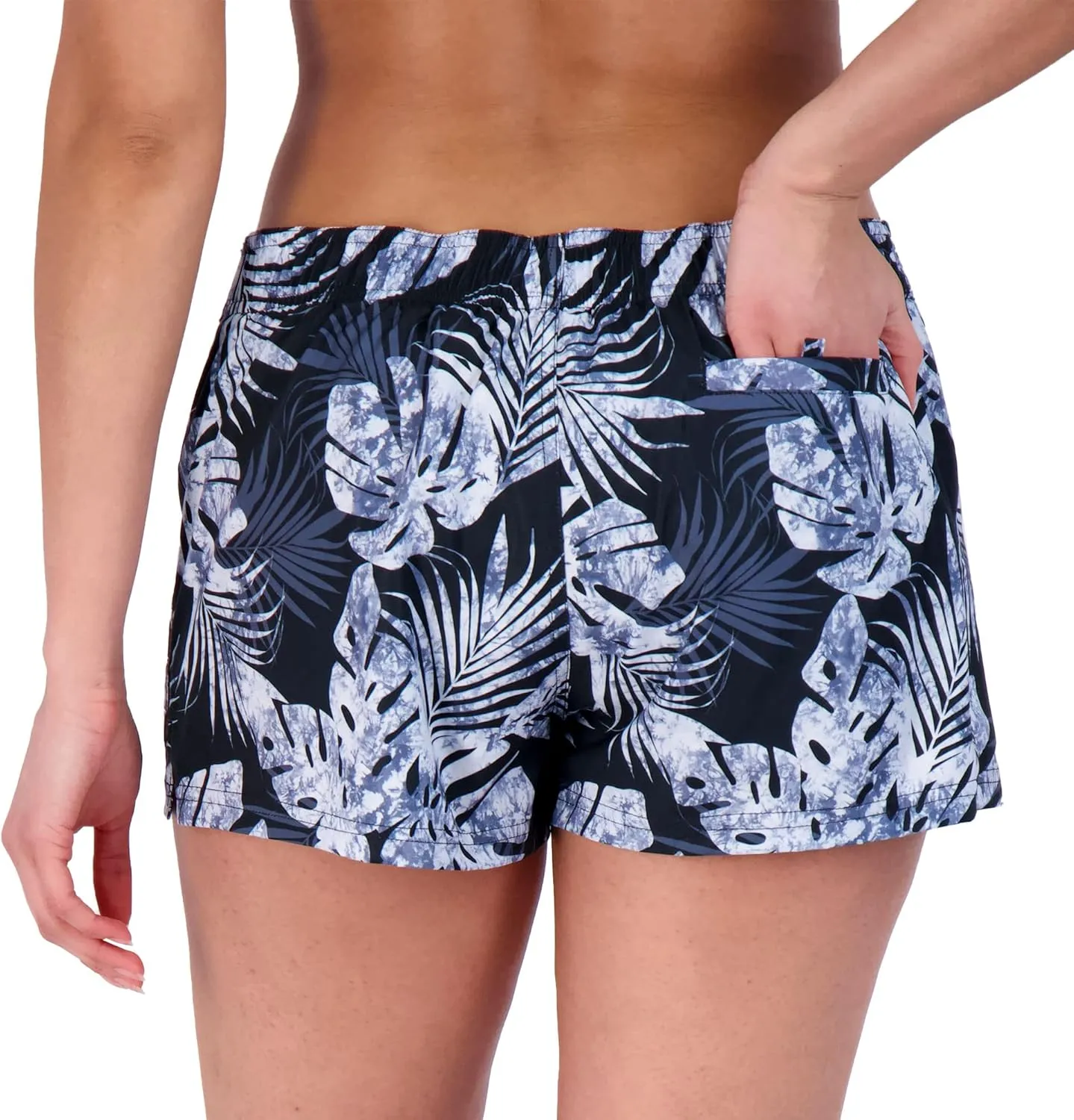 ZeroXposur Womens Swim Shorts with Liner – Black Swim Shorts for Women - Adjustable Stretch Waistband and Back Pocket