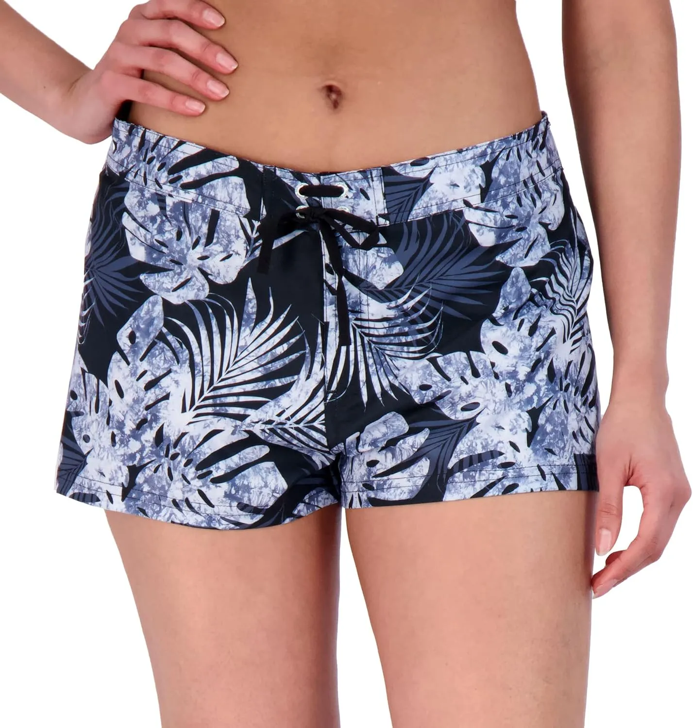 ZeroXposur Womens Swim Shorts with Liner – Black Swim Shorts for Women - Adjustable Stretch Waistband and Back Pocket