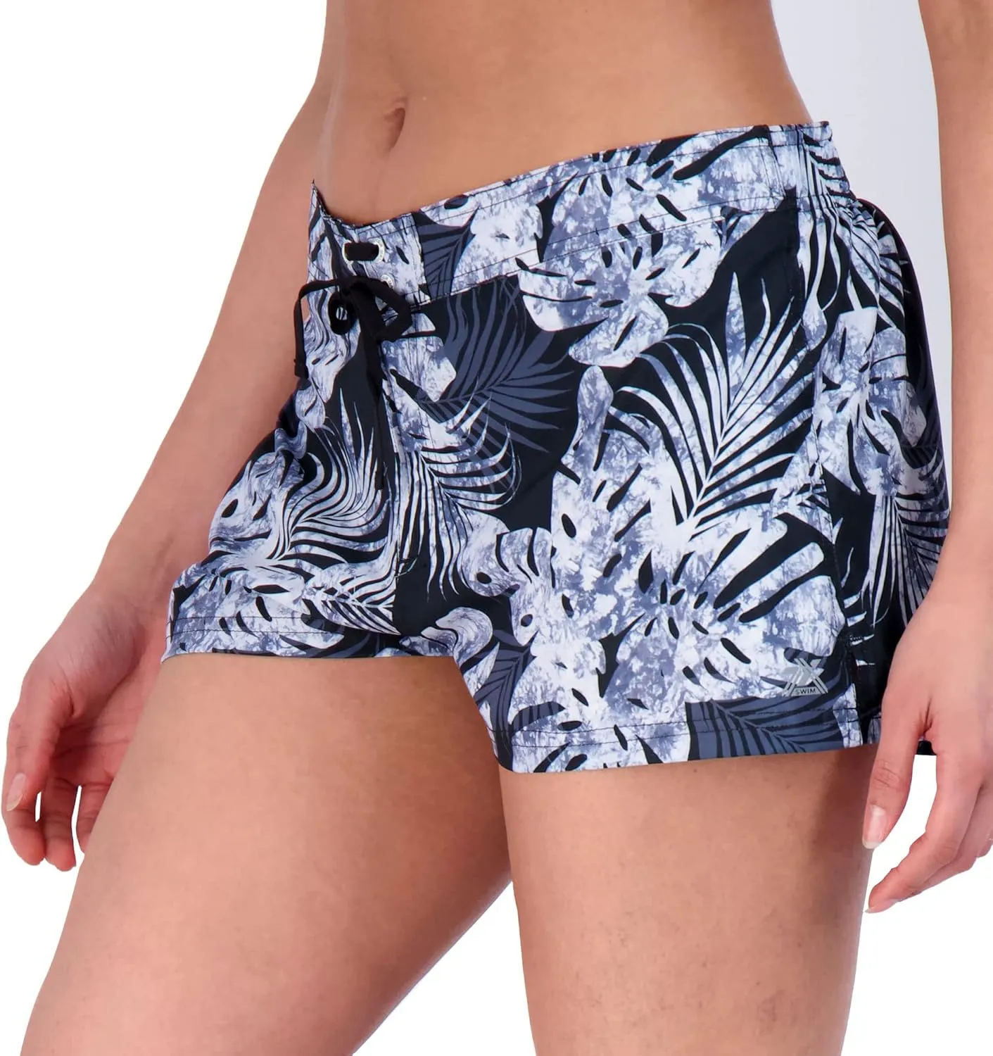 ZeroXposur Womens Swim Shorts with Liner – Black Swim Shorts for Women - Adjustable Stretch Waistband and Back Pocket