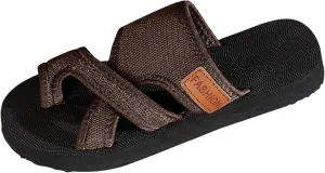 ZSpzx Women's Flat Sandals,Orthopedic Split Toe Slides for Women,Open Toe X-Band Dressy Summer Hollow Mesh Slides Comfortable Arch Support Non-Slip Soft Sole Comfortable Beach Walking Sandals